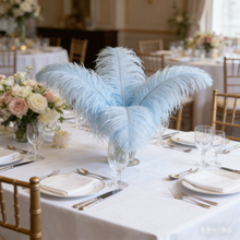 Load image into Gallery viewer, Baby blue ostrich feather centerpiece, soft table decor for baby showers, spring weddings and pastel-themed parties
