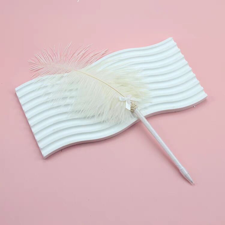 Free Shipping 2pcs/pack ostrich feather  guest book pen for wedding 10-12