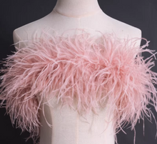Load image into Gallery viewer, Blush pink ostrich feather bridal shawl, romantic feather cape for wedding dresses, photo props and formal occasions
