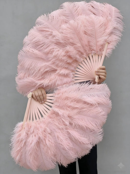 Champagne Ostrich Feather Fan