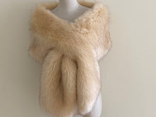 Load image into Gallery viewer, champagne with brown tip faux fur wrap shawl shurg stole
