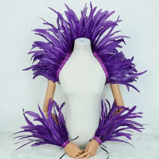 Deep purple feather cape shawl, gothic and halloween costume accessory for cosplay and parties