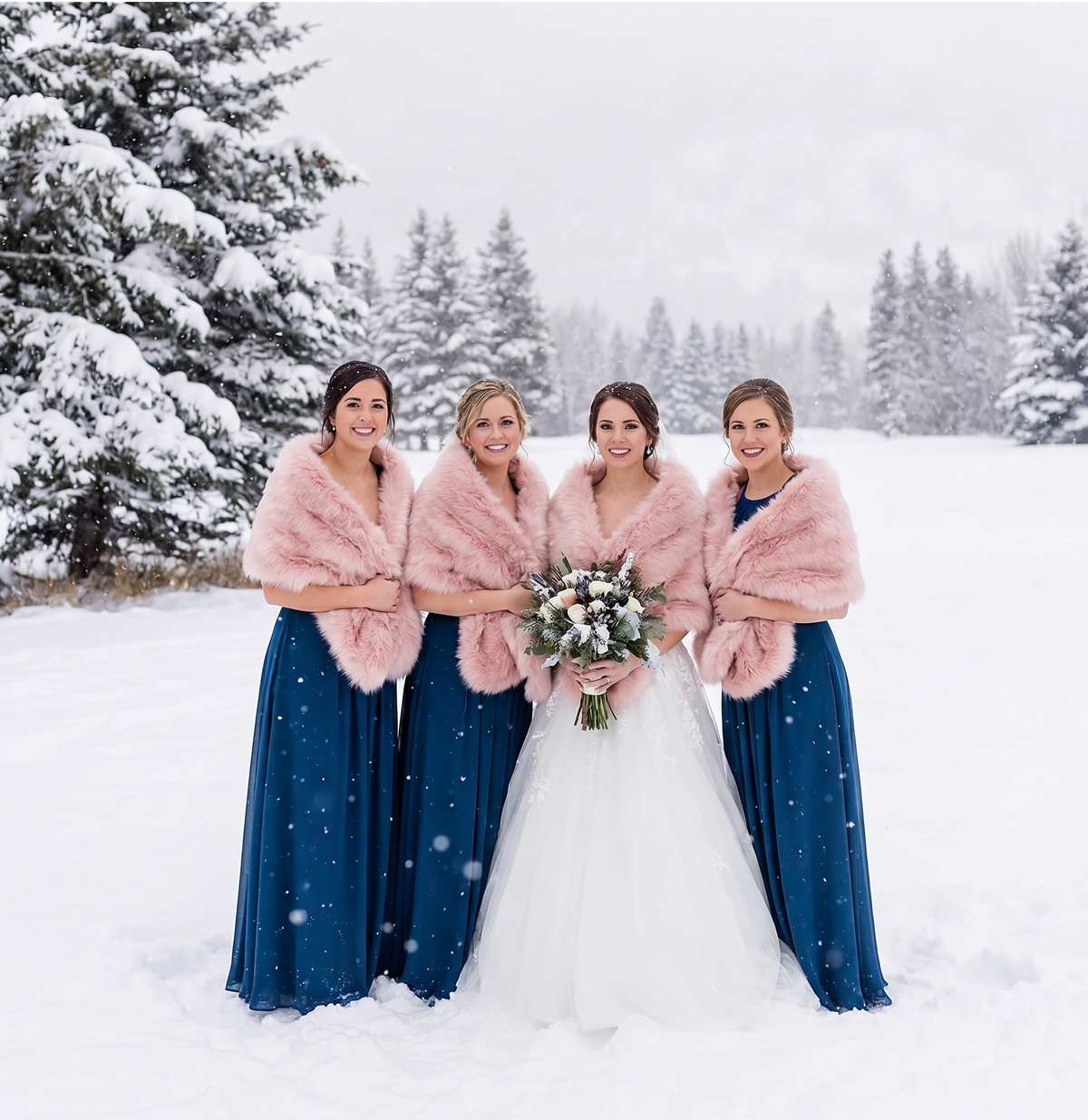 Faux Fur Wrap for Bridal Party & Bridesmaids Winter Wedding Shawl
