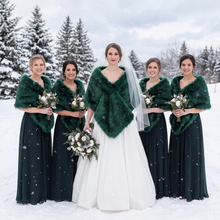 Load image into Gallery viewer, Faux Fur Wrap for Bridal Party &amp; Bridesmaids Winter Wedding Shawl
