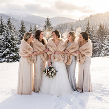 Load image into Gallery viewer, Faux Fur Wrap for Bridal Party &amp; Bridesmaids Winter Wedding Shawl
