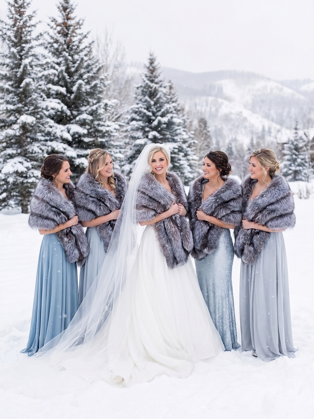 Faux Fur Wrap for Bridal Party & Bridesmaids Winter Wedding Shawl