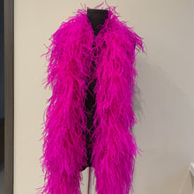 Load image into Gallery viewer, Vibrant hot pink ostrich feather boa, fun costume accessory for bachelorette parties.
