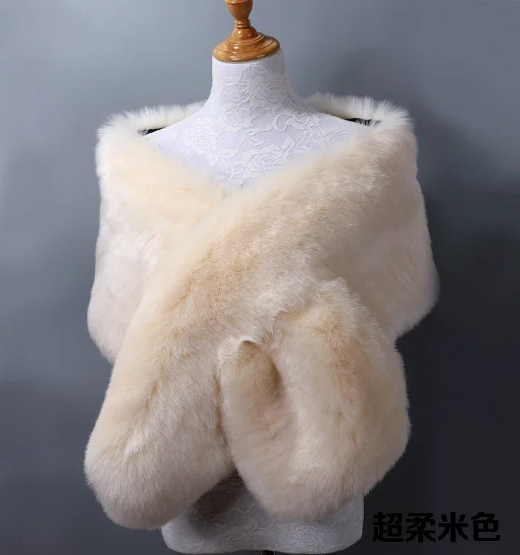 Ivory faux fur wrap, soft and elegant stole for weddings, bridal events and formal evenings