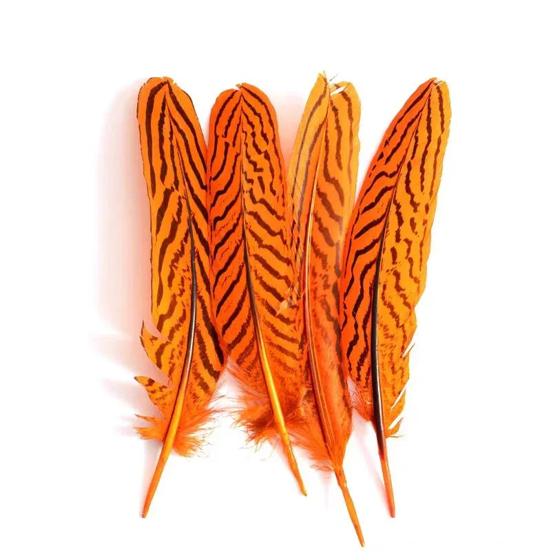 Natural orange mottled pheasant plumage feathers for millinery, arts, and unique craft projects.