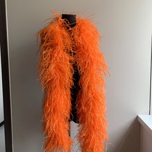 Load image into Gallery viewer, Luxurious orange ostrich feather boa for cabaret performers and vintage themed events.

