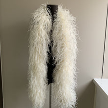Load image into Gallery viewer, Luxurious ivory ostrich feather boa for burlesque dance and elegant bridal wraps.
