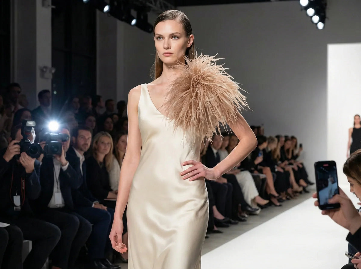 Nude ostrich feather brooch, elegant accessory for wedding dresses, evening gowns and bridal looks