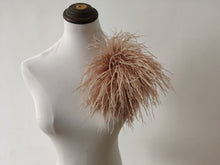 Load image into Gallery viewer, Luxury Ostrich Feather Brooch Pin - Oversized Fluffy Pom Pom Flower for Runway Style, Evening Gown, and Wedding Accessory - Champagne Nude Elegance
