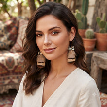 Load image into Gallery viewer, Handmade Long Vintage Feather Earrings — Boho Statement Dangles
