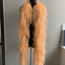 Load image into Gallery viewer, Soft pale orange ostrich feather boa, vintage style feather scarf for 1920s themed parties.

