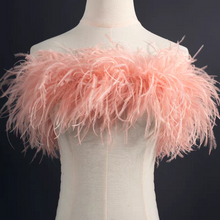 Load image into Gallery viewer, Peach pink ostrich feather boa, warm feather scarf for weddings, parties and romantic events
