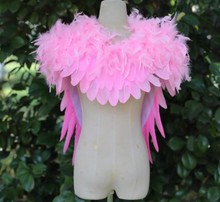 Load image into Gallery viewer, Soft pink feather fairy wings costume accessory, fluffy feather wings for Halloween, cosplay, birthday parties, and photo props.
