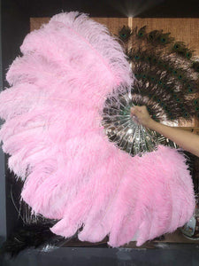 One Fan 20x36inch Large Feather Fan Grey Ostrich Feather Fan Burlesque Dance Bridal Bouquet