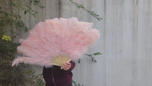Load and play video in Gallery viewer, One Fan 20x36inch Large Baby Pink Ostrich Feather Fan Burlesque Dance Bridal Bouquet
