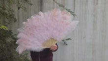 Load and play video in Gallery viewer, One Fan 20x36inch Large Baby Pink Ostrich Feather Fan Burlesque Dance Bridal Bouquet

