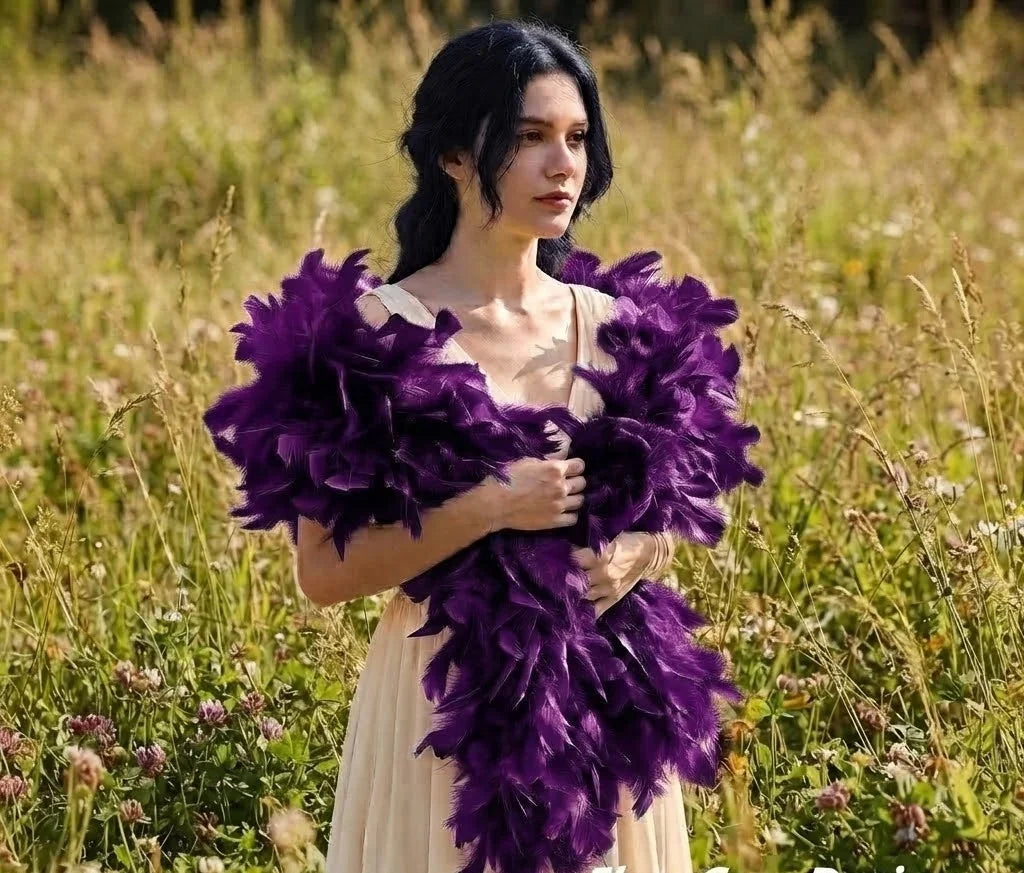 Dark Purple Turkey Feather Boa Party Cosplay Photo Booth Prop