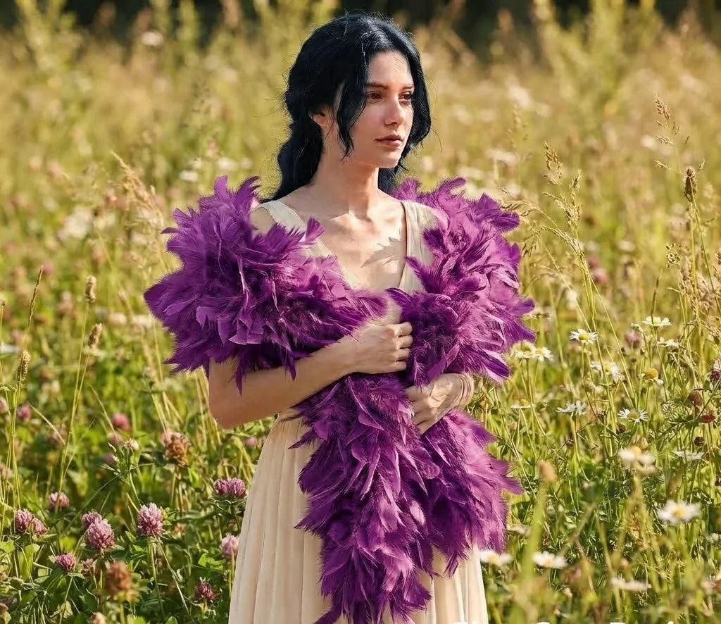 Classic Purple Thick Turkey Feather Boa Burlesque Show Accessory