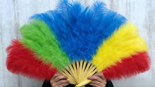 Load image into Gallery viewer, Large champagne Ostrich Feather Fan 20x36inch Professional Burlesque Props DanceFeathers
