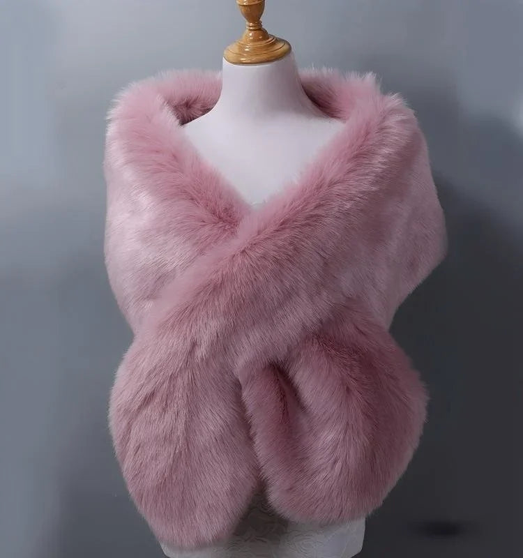 Rose pink faux fur wrap, romantic stole for weddings, bridal showers and special occasions