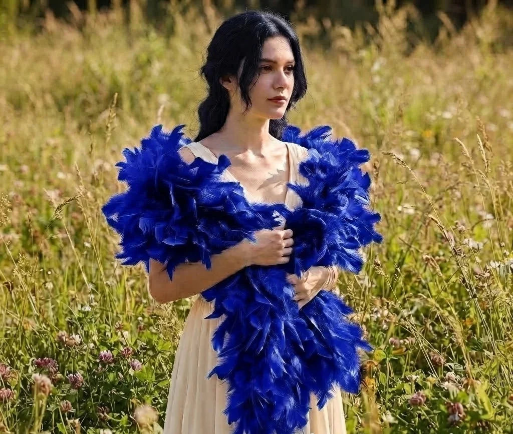 Royal Blue Premium Turkey Feather Boa Formal Event Outfit Decor