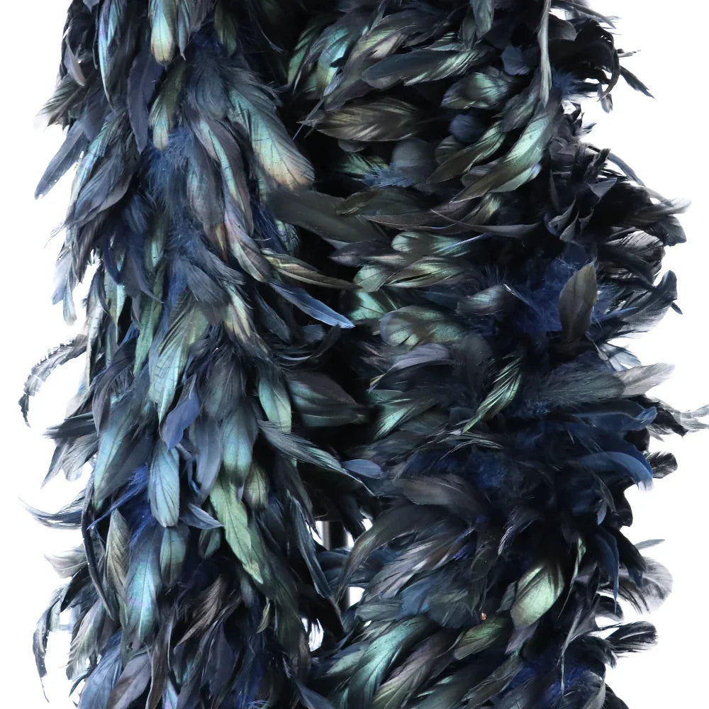 Feather boa with blue and green hues on a white background for 1920s Gatsby, Halloween, Christmas, Wedding, Stage Performance, Photo Prop, Bachelorette Party.