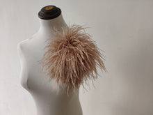 Load image into Gallery viewer, Luxury Ostrich Feather Brooch Pin - Oversized Fluffy Pom Pom Flower for Runway Style, Evening Gown, and Wedding Accessory - Champagne Nude Elegance
