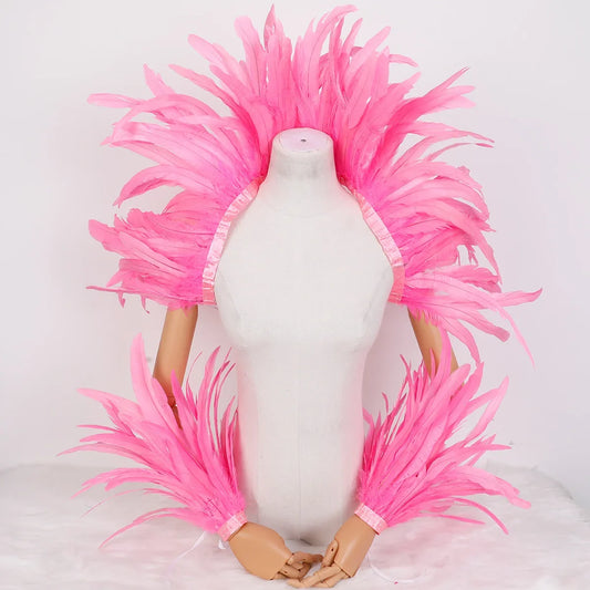 Soft pink feather bridal shawl, romantic shoulder cape for weddings, bachelorette parties, and photo props