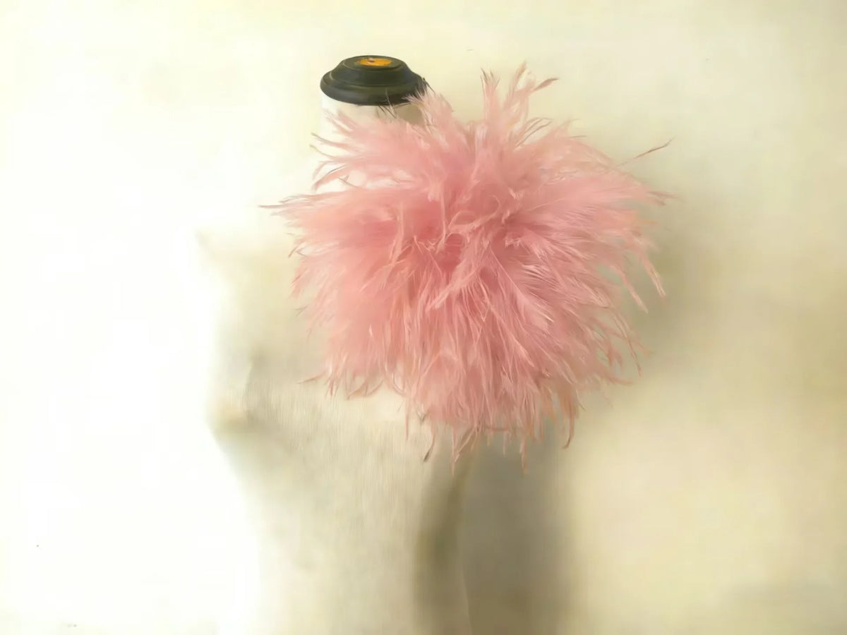 Soft pink ostrich feather brooch, romantic lapel pin for weddings, bridal parties and formal occasions