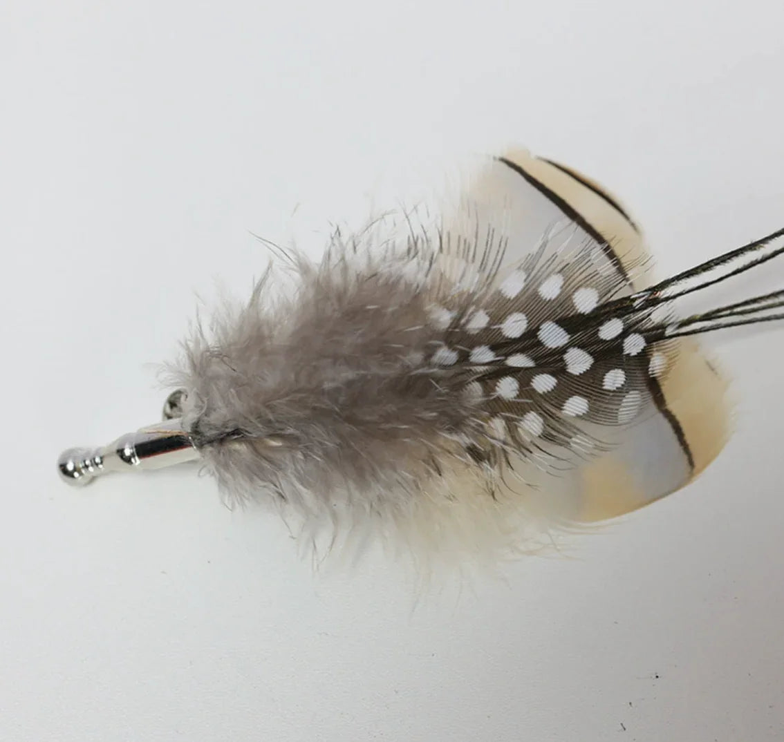 Spotted feather boutonniere for groom, elegant lapel pin for wedding suits and formal events