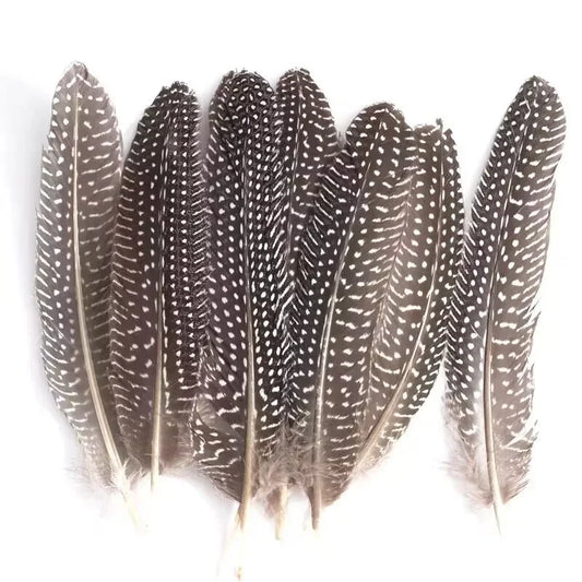 Small spotted pheasant plumage feathers, natural grey and white pattern for jewelry making.