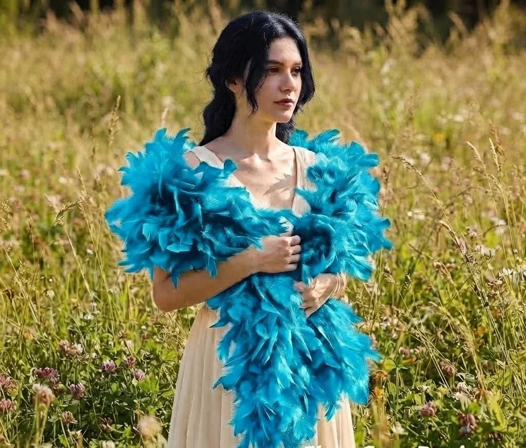 Turquoise Thick Turkey Feather Boa Halloween Party Favor