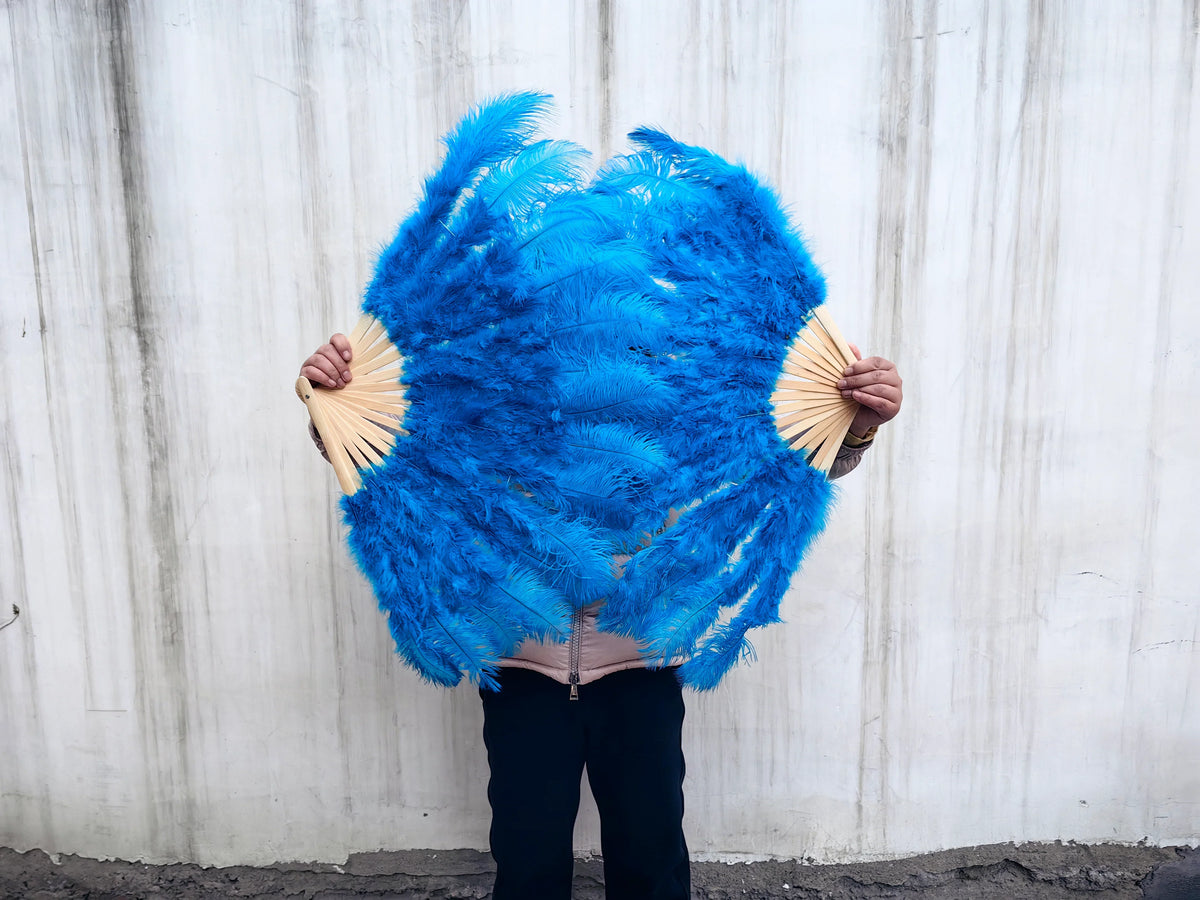 turquoiseostrichfeatherfan2 - Dancefeathers