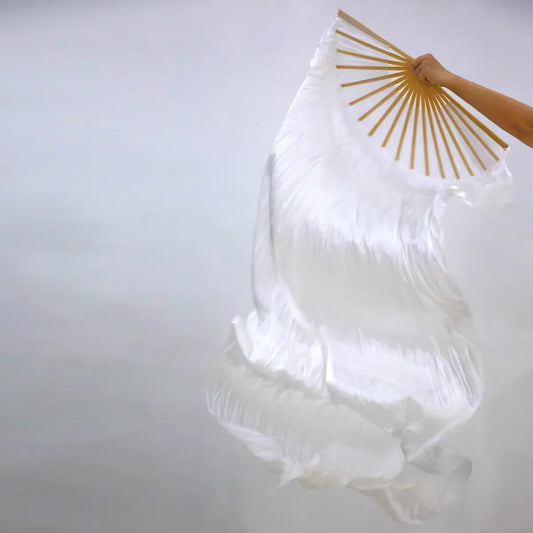 Pure white silk veil fan, elegant handheld fan for weddings, performances, photoshoots and special occasions