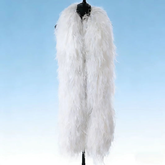 white ostrich feather boa 10ply  for burlesque dance