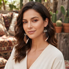 Load image into Gallery viewer, Handmade Long Vintage Feather Earrings — Boho Statement Dangles
