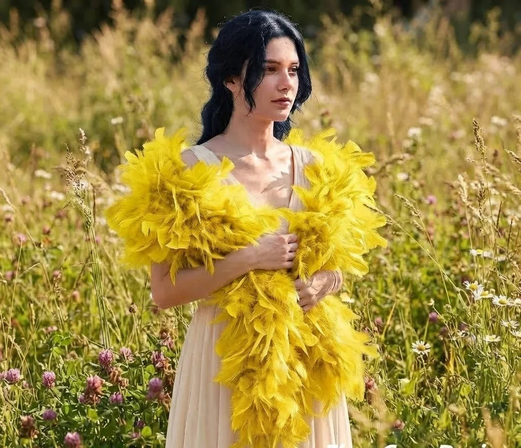 Yellow Turkey Feather Boa Photo Prop & Holiday Decor