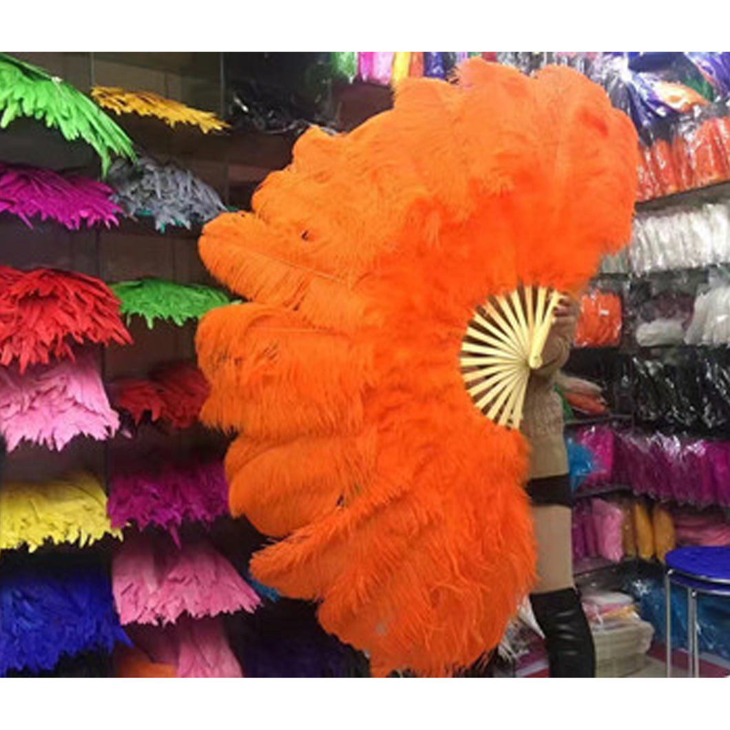 20x36inch Large orange Ostrich Feather Fan Burlesque Dance feather fan Bridal Bouquet