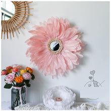 Load image into Gallery viewer, Material Only DIY Not Finished Products Pink Blush Unique Decorative Feather Wall Art, Feather Art Inspired by African JuJu Hats
