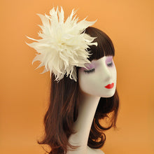 Load image into Gallery viewer, Stripped Diamond Coque &amp; Goose Feather Wired Millinery Hat Mount

