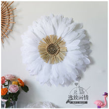 Load image into Gallery viewer, Material Only DIY Not Finished Products white  Unique Decorative Feather Wall Art, Feather Art Inspired by African JuJu Hats
