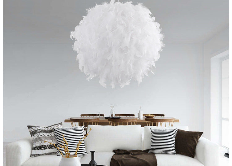 16in feather Chandeliers Feather Ceiling Lamp for  Lights Wedding Room Decoration Gift - Dancefeather