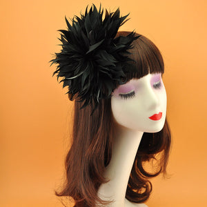 Stripped Diamond Coque & Goose Feather Wired Millinery Hat Mount