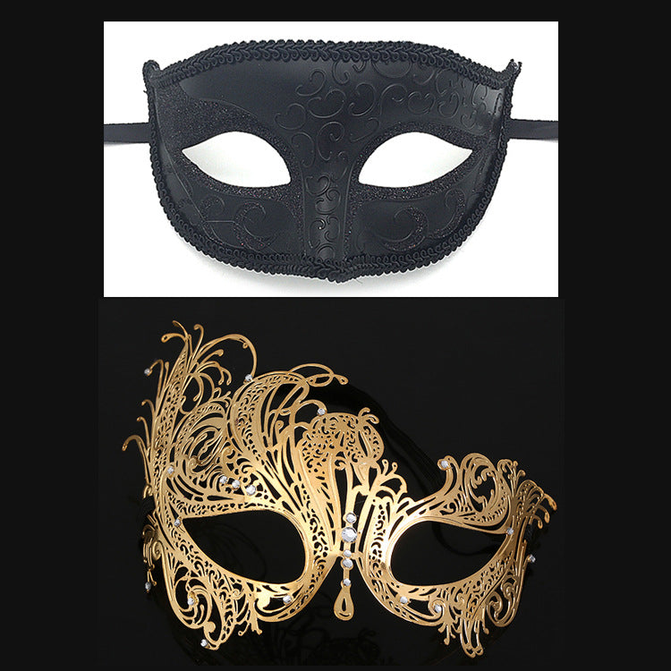 Men  Women Couple  Black Gold Metal Evil Skull and  Venetian Laser Cut Masquerade Masks - Dancefeather
