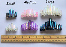 Load image into Gallery viewer, Aura Quartz Comb  Quartz Hairpiece  Trending Comb Bridesmaid Hair Comb  Stone Comb Mermaid Comb  Raw Crystals Comb  Hair Comb
