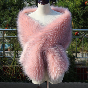 12x65inch Pink Wedding Bridal Faux Fur Stole Wrap Shawl Cape